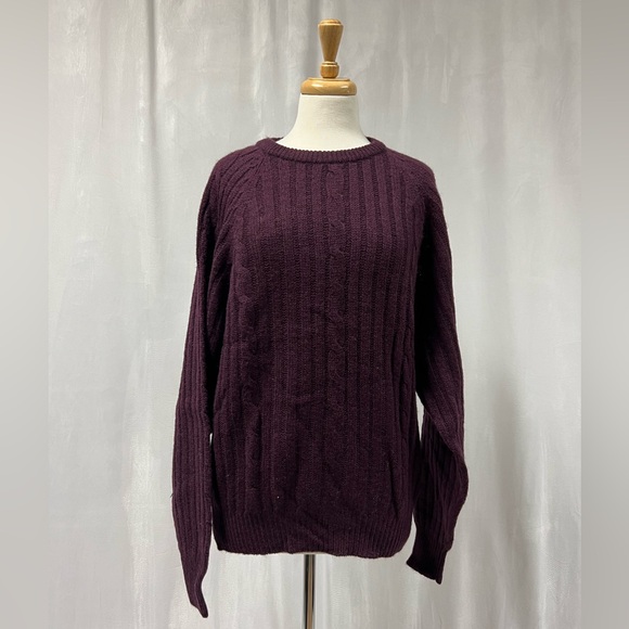 Fox Cozy Purple Burgundy Pure Wool Knit Sweater Size M - Picture 1 of 3